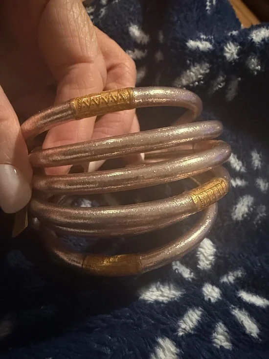 Buddhagirl  *Authenticate* Champagne Leather Bangle Set of Six-size M - Picture 4 of 6